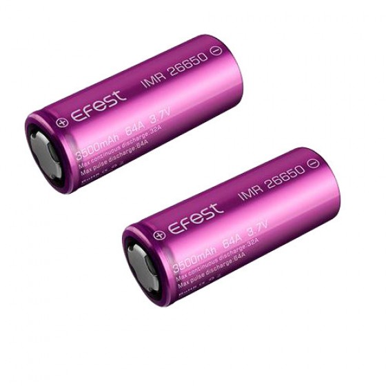 2 x Efest IMR 26650 Lithium Ionen Akku 64A 3500mAh lose 3,7V