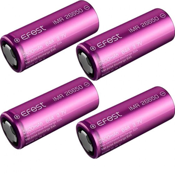 4 x Efest IMR 26650 Lithium Ionen Akku 64A 3500mAh lose 3,7V