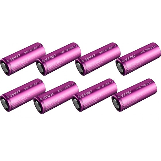 8 x Efest IMR 26650 Lithium Ionen Akku 64A 3500mAh lose 3,7V + 4 Boxen