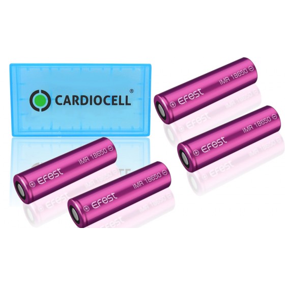 4x EFEST 18650 3000 mAh 35A Hochleistungsakkus inkl. CardioCell Akkubox