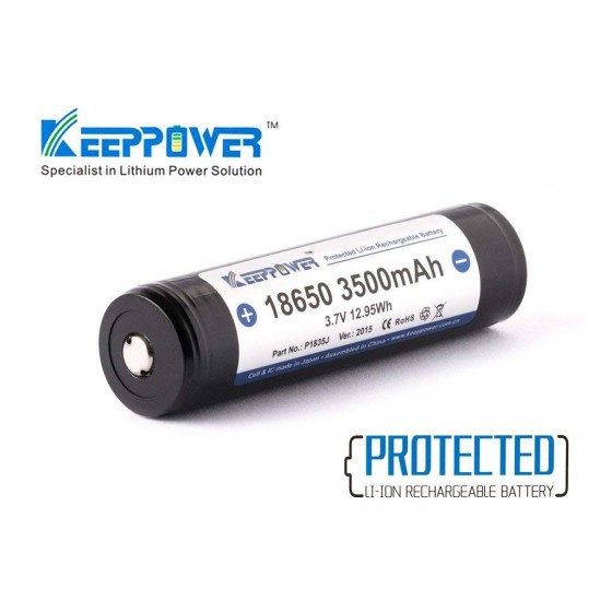 Keeppower 18650 3500mAh 3,6V - 3,7V Li-Ionen Akku geschützt (Pluspol erhöht) NCR18650GA