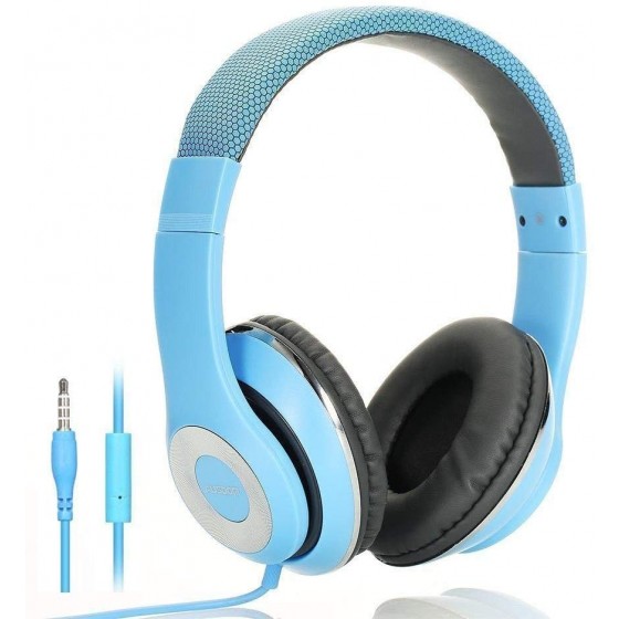 AUSDOM Faltbare Headphone mit Mikrofon blau, Wired Over-Ear Headset Leicht Studiokopfhörer mit HiFi Stereo für iPhone, iPad, Samsung, Huawei, HTC, TV, Laptop, Tablet