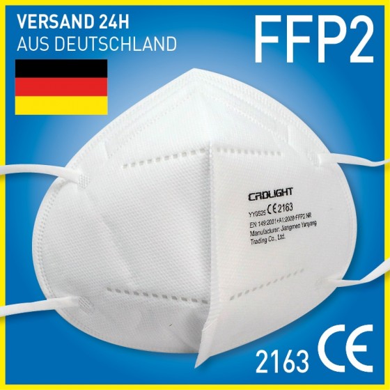 CRDLIGHT Atemschutzmasken FFP2 mit Nasenbügel CE Zertifiziert