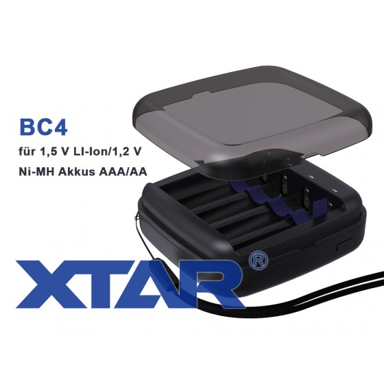 Xtar BC4 – Ladegerät + 2 LiIon Akkus + USB Adapter 2,1A