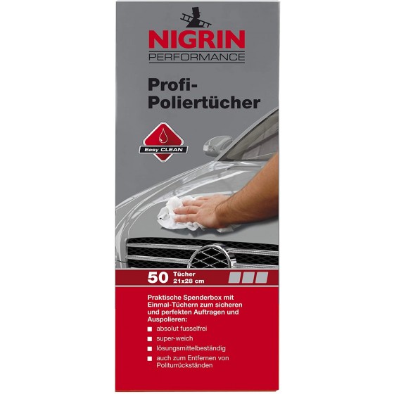 Nigrin Profi-Poliertücher Spenderbox, 50 Tücher
