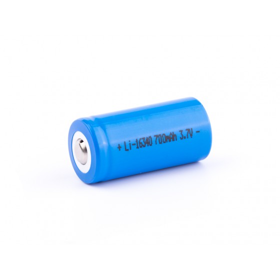 16340-A1 700mAh, 3,6V - 3,7V Li-Ionen-Akku mit erhöhten Pluspol (ohne Schutzelektronik)