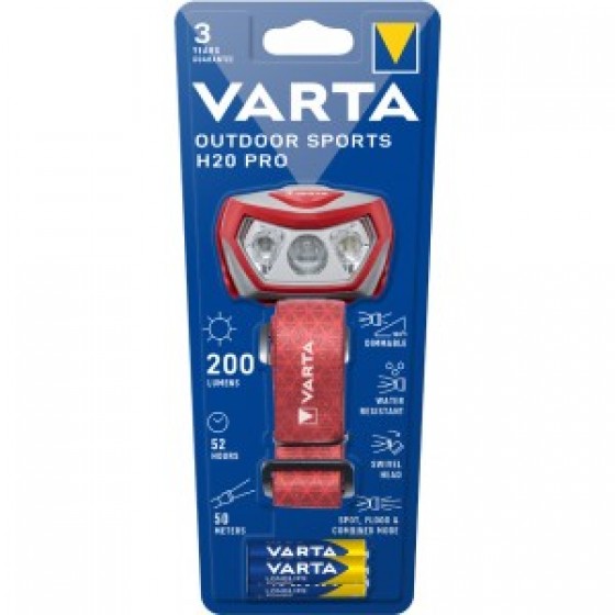 VARTA Outdoor Sports H20 Pro LED Stirnlampe rot, 200 Lumen LV17650