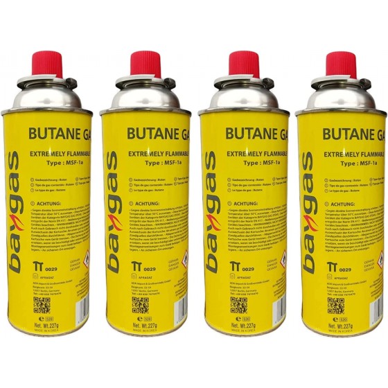 BAYGAS Butangas 227g 520ml Gaskartusche Campinggas (Gelb)