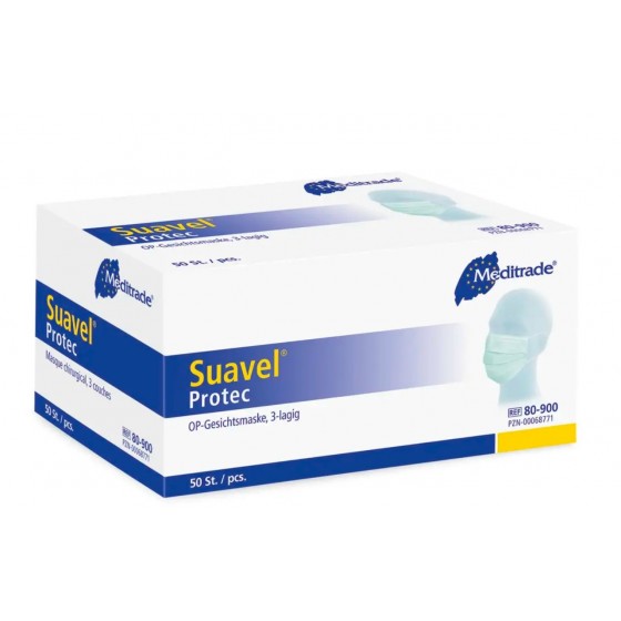 Suavel Protec OP-Gesichtsmaske Mundschutz 3-lagig Typ IIR blau 50 Stk.