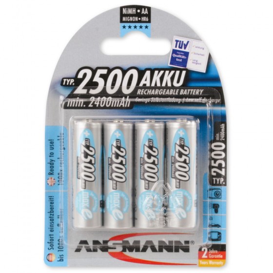 Ansmann NiMH Akku Mignon AA Typ 2500 (min. 2400 mAh) maxE 4er Blister