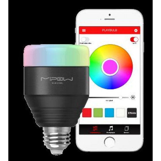 MiPow Playbulb Smart LED-Glühbirne mit Farbwechsel, App-Steuerung und Gruppenfunktion, schwarz