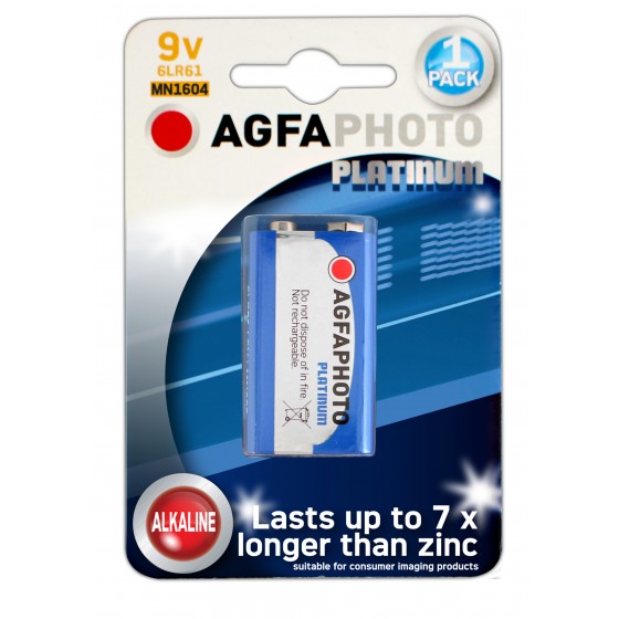 AGFAPHOTO Alkaline Power 9V E-Block 6LR61 in 1er-Blister
