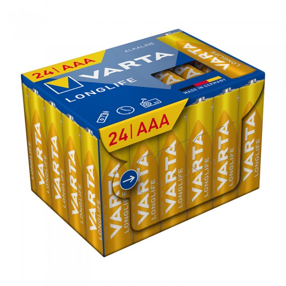 Varta Micro 04103 301 134 LONGLIFE - 24er Plastikfreie CUBE-Verpackung