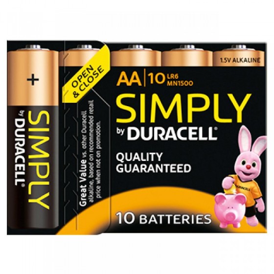 Duracell Mignon MN1500 Simply in 10er-Blister (wiederverschließbar)