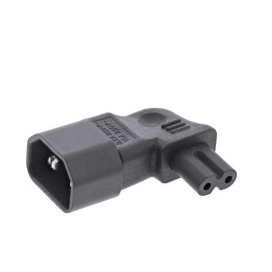 InLine® Netzadapter IEC 60320 C14 / C7, L/R gewinkelt, 3pol. Kaltgeräte zu 2pol.