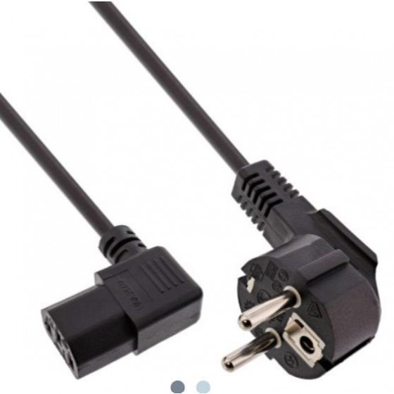 InLine® Netzkabel, Schutzkontakt gew. auf Kaltgerätest. C13 rechts abgew., 0,5m
