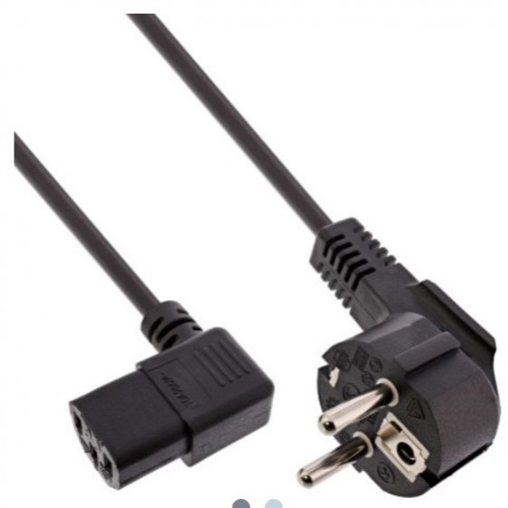 InLine® Netzkabel, Schutzk. gew. / Kaltgerätest. C13 links abgew., schwarz, 3m