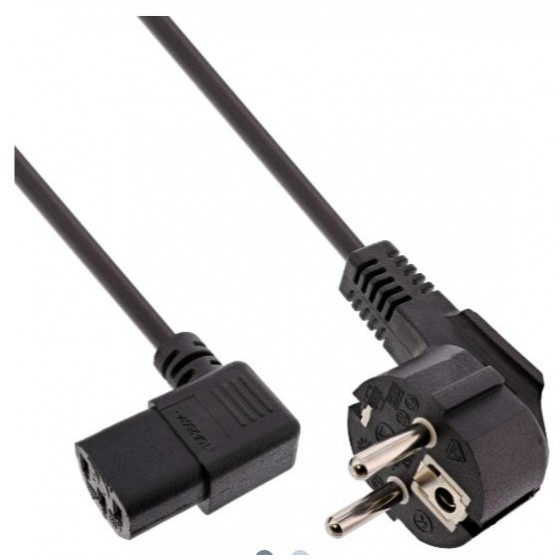 InLine® Netzkabel, Schutzk. gew. / Kaltgerätest. C13 links abgew., schwarz, 1,8m
