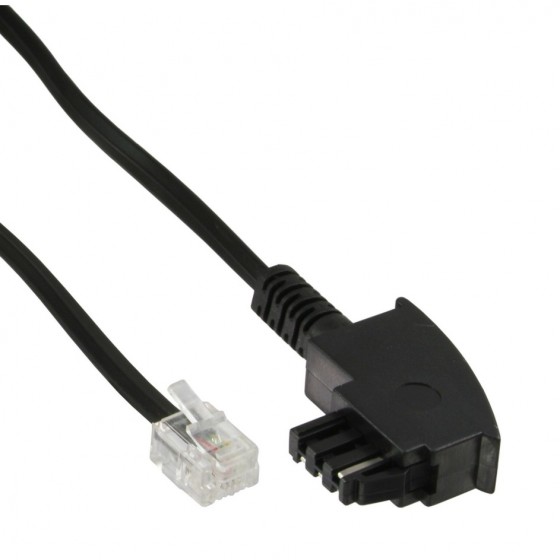 InLine® TAE-F Kabel, 6polig/4adrig, f. Import, TAE-F Stecker an RJ11 Stecker, 1m