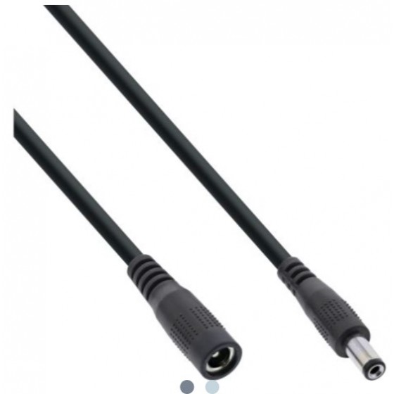 InLine® Verlängerungskabel DC Stecker 5,5x2,1mm, schwarz, 0,5m