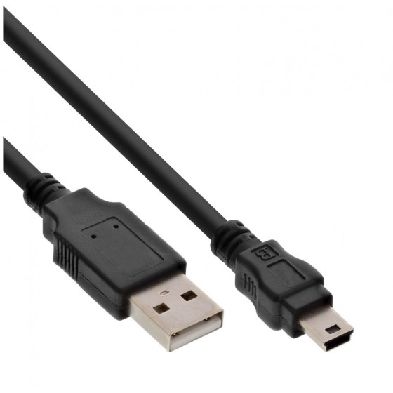 InLine® USB 2.0 Mini-Kabel, USB A ST an Mini-B ST (5pol.), schwarz, 1,5m
