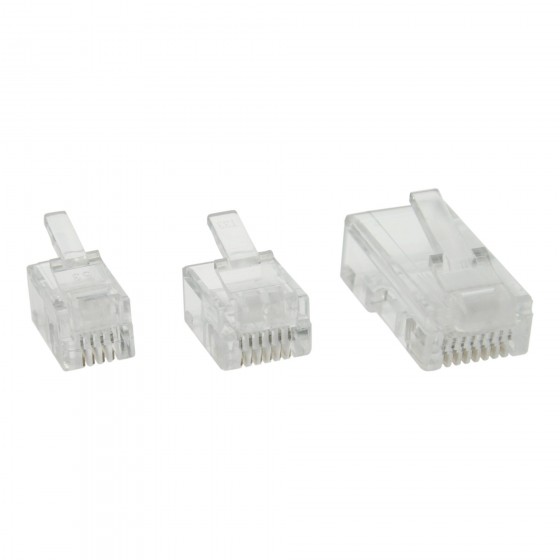 InLine® Modularstecker, 6P6C RJ12 zum Crimpen auf Flachkabel, 100er Pack