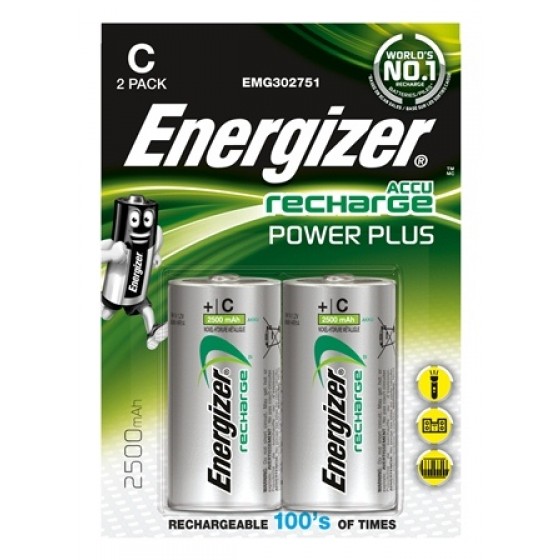 Energizer NiMH Akkumulator Power Plus, Baby (C ) 2500 mAh 2er Blister