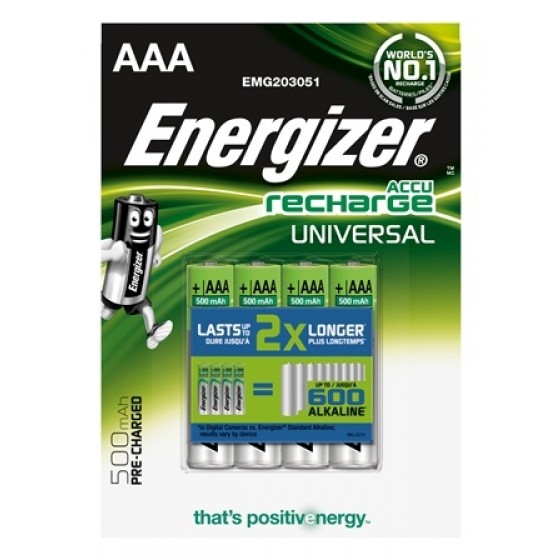 Energizer Micro-Akku UNIVERSAL (AAA), 600 mAh, vorgeladen in 4er Blister