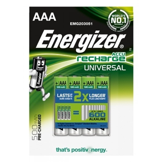 Energizer Micro-Akku UNIVERSAL (AAA), 500 mAh, vorgeladen in 4er Blister