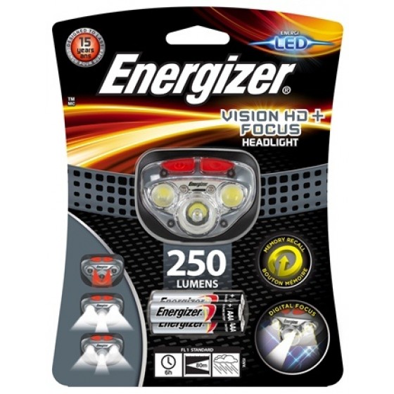 Energizer Kopflampe Vision HD+ Focus inkl. 3 AAA + 20 x AAA / 20 x AA