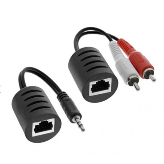 InLine® Audio über RJ45 passiv, 2x Cinch 1x Klinke 3,5mm / RJ45 Buchse, max. 50m
