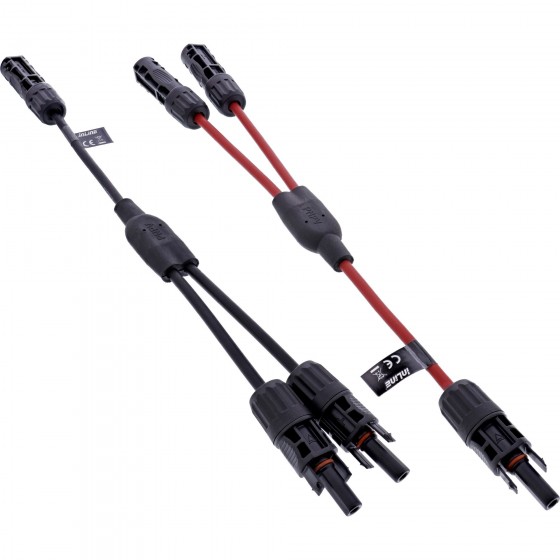 InLine® Solarkabel 2-fach Verteiler-Set MC4 Stecker Buchse schwarz/rot 0,36m