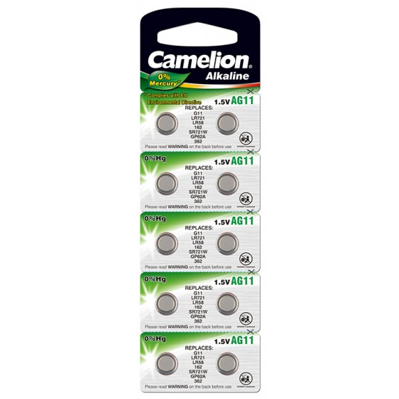 Camelion AG 11/LR58/LR721/362 im 10er-Blister "No Mercury"