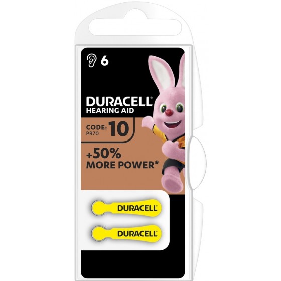 Duracell/ACTIVAIR DA10 Hörgeräte-Knopfzellen in 6er-Blister 1,45V 100mAh