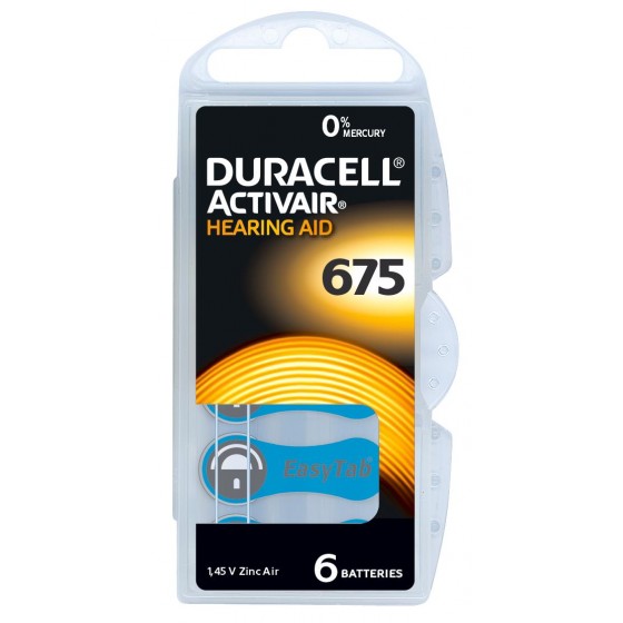 Duracell/ACTIVAIR DA675 Hörgeräte-Knopfzellen in 6er-Blister 1,45V 650mAh