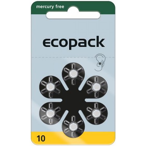 ECO 10 (PR70) Hörgeräteknopfzellen Mercury Free 1,45V 95mAh VPE: 60 Stück