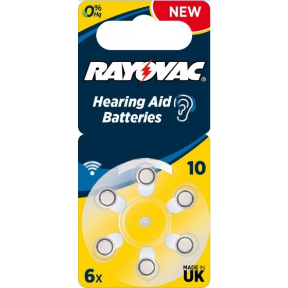Rayovac 10 HEARING AID BATTERIES (ZL4/PR70) Hörgeräteknopfzellen 1,45V 105mAh in 6er-Blister