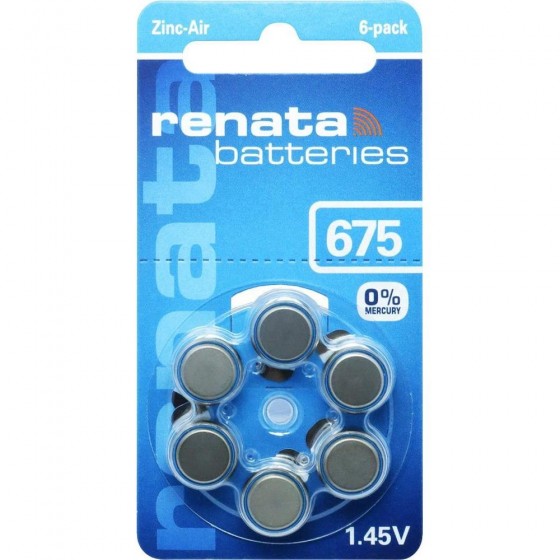 Renata ZA675 (ZL1/PR44) Hörgeräteknopfzellen Mercury Free 1,45V 650mAh