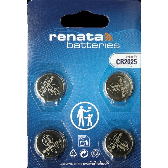Renata CR2025.CU MFR 3V Lithium in 4er-Blister 165mAh
