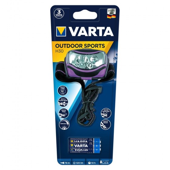 Stirnlampe Head Light Varta 18630 Outdoor Sports H30 3AAA inkl. Batt.