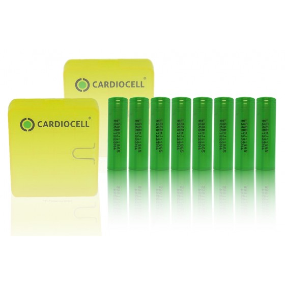 8 x LG INR18650MJ1 - 3500mAh 3,6V - 3,7V Lithium-Ionen-Akku mit 2 x CardioCell Box