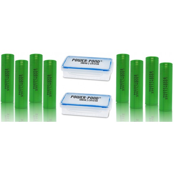 8 x LG INR18650MJ1 - 3500mAh 3,6V - 3,7V Lithium-Ionen-Akku mit 2 x Power Pond Boxen