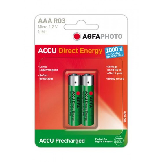 AGFAPHOTO Micro-Akku Direct Energy NiMH 950mAh in 2er-Blister