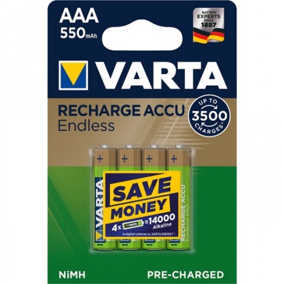 6 x Varta Recharge Accu Endless 56663 550mAh AAA Micro HR03 1,2V Akku