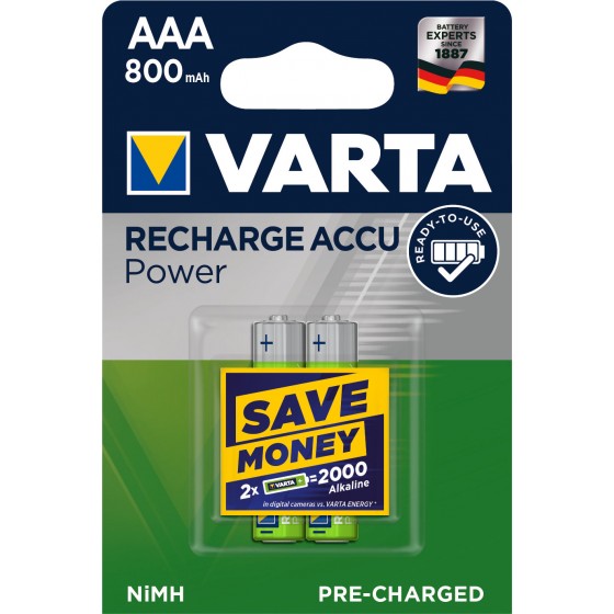 6 x Varta Recharge Accu Power 56703 800mAh AAA Micro HR03 1,2V Akku im Blister