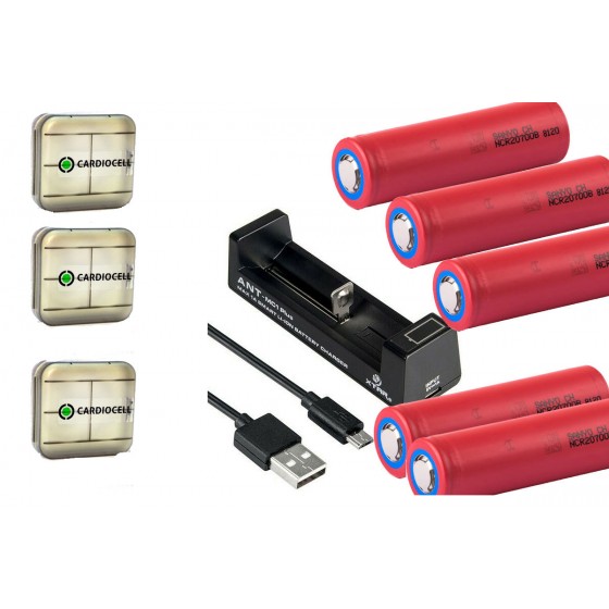 5 x Panasonic Sanyo NCR20700B Li-Ion Akku 4250mAh + Xtar MC1 Ladgerät + 3 Boxen