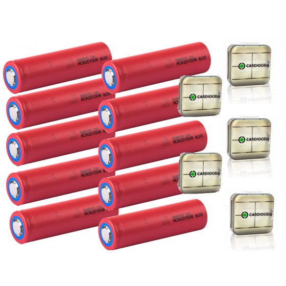 10 x Panasonic Sanyo NCR20700B Li-Ionen Akku 3,6V - 3,7 V 20A 4250mAh + 5 Boxen