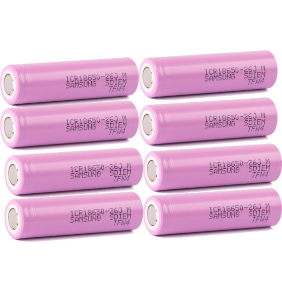 8 x Samsung ICR18650-26J 3,6V 2600mAh 5,2A Lithium Ionen Akku lose bulk