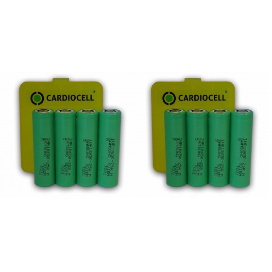 8 x Samsung INR18650-25R 3,6V-3,7V 2500mAh 20A & CardioCell Box