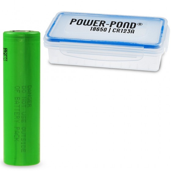 1 x Murata(ex Sony) US18650VTC4 30A 2100mAh inkl. staubdichter und wetterfester Akkubox "POWER-POND"